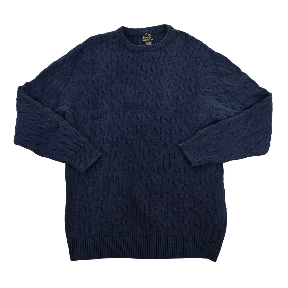 Jos A Bank Executive Collection Navy‎ Cotton Cable Knit Sweater XXL